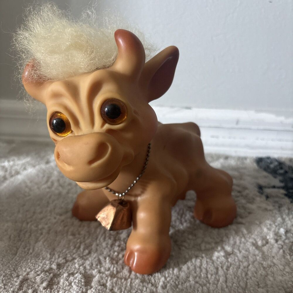 Vintage 1960s DAM Troll Doll Animal 6 1/2" x 7" COW
